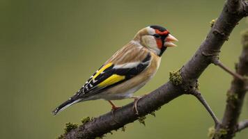 A colorful bird perched on a branch, showcasing its vibrant plumage. photo