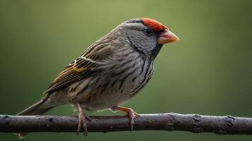A close-up of a colorful bird perched on a branch, showcasing its vibrant plumage. photo