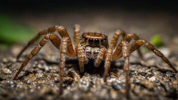 A close-up image of a spider showcasing its detailed features and texture. photo