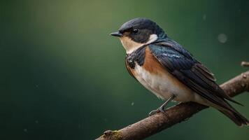 A close-up of a colorful bird perched on a branch, showcasing its vibrant plumage. photo