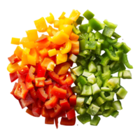 Chopped peppers and onions arranged in a circle png