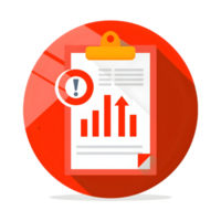 A red button with a chart and a red circle png
