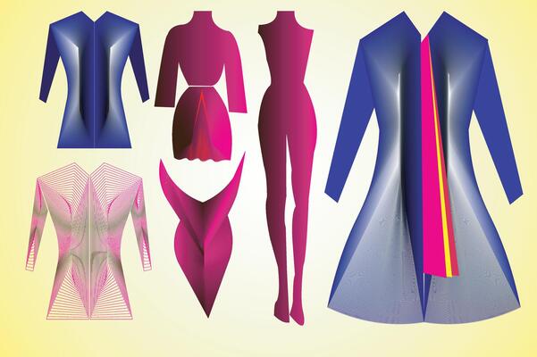 Fashion designing logo and icon set. Luxury blend illustration. gradient color fashion icon.