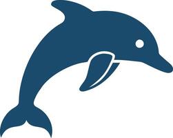 Dolphin logo and icon with the image of a cartoon. A template for the design of stickers, clothes and souvenirs. Isolated on a blue background. illustration. vector