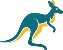 Australian mammal with joey in pouch, jumping, relaxing, smiling. Flat illustration isolated on white background vector