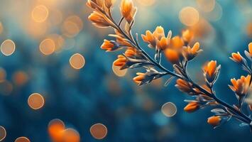 brunch with yellow leaves on defocused bokeh background, abstract backdrop banner. video