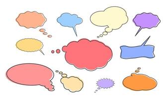 collection of colorful doodle speech bubble shapes vector