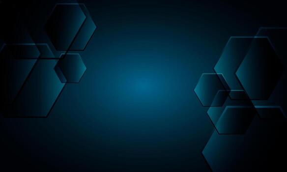 oscuro azul tecnología resumen antecedentes con 3d transparente hexágono modelo vector