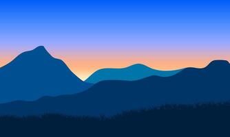 illustration of mountain scenery at dawn vector