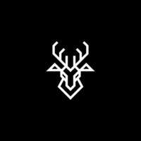 Deer Head logo, with simple minimalist modern bold line geometric style vector