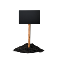 Blank chalkboard sign with wooden stake on transparent background png