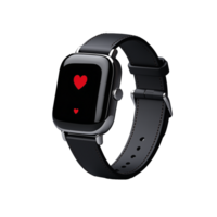 Smartwatch with heart icon on black screen isolated on transparent background png