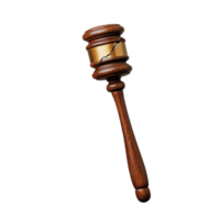 Wooden judge's gavel isolated on transparent background png
