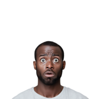 Surprised man with wide eyed expression isolated on transparent background png
