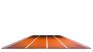 Isolated view of athletic running track lanes on transparent background png