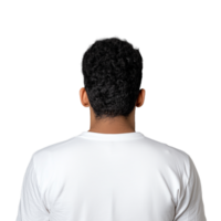 Back view of a man in a white shirt looking forward on a transparent background png