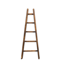 Rustic brown wooden ladder with four steps on a transparent background png