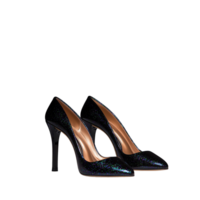 Pair of elegant black high heels with pointed toes on a transparent background png