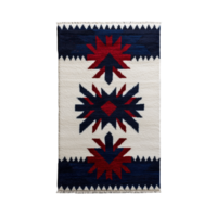 White and red Southwestern rug with bold geometric patterns on a transparent background png