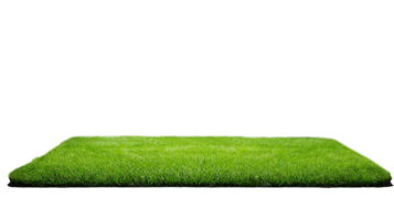 Square patch of lush green artificial grass turf, isolated on transparent background png