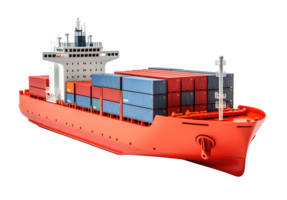 Cargo container ship isolated on transparent background png