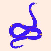 Blue Snake isolated.Hand drawn colored snake.Chinese new year symbol.Year of the snake illustration for greeting card, sticker, background. Hand drawn trendy illustration EPS10 vector