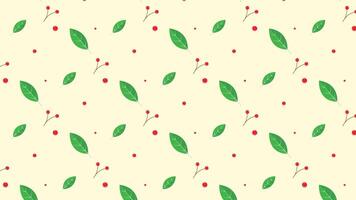 cute red berries with leaf seamless pattern in yellow background for fabric print, paper print, social media, party print or any use. leaf doodle vector