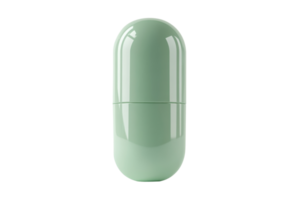 Minimalist green capsule pill isolated on a transparent background. ideal for health, medicine, and pharmaceutical concepts in stock photography. png