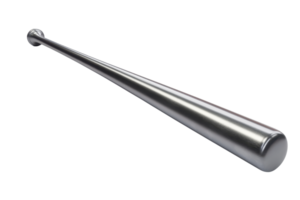 A sleek metallic baseball bat isolated on a transparent background. highlighting its shiny, smooth surface and sleek design. Perfect for sports equipment use. png
