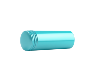 A shiny blue aluminum capsule isolated on a transparent background. perfect for medicine, supplement, or pharmaceutical product representation. png