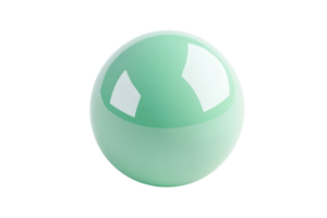 Minimalistic image of a glossy mint green sphere, isolated on a transparent background. perfect for design and creative projects. png