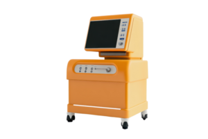 Medical diagnostic equipment with a modern touchscreen interface, designed for use in healthcare facilities. Isolated on a transparent background. png