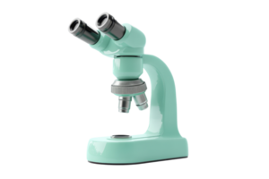 A teal microscope on a transparent background. perfect for scientific research, laboratory use, and educational purposes. png