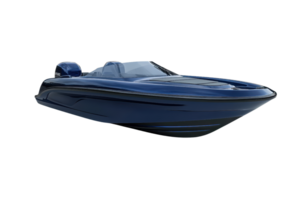 Sleek blue speedboat isolated on transparent background. showcasing modern design and elegance. Ideal for boating, water sports, and marine recreation. png