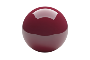 Glossy burgundy red sphere with a smooth reflective surface, isolated on a transparent background. Perfect for design elements or abstract concepts. png