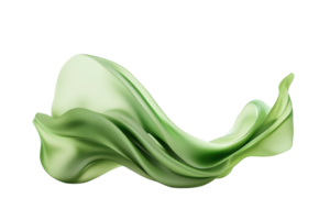 Elegant green abstract wave made of smooth silk flowing gracefully on a transparent background. perfect for modern graphic design projects. png