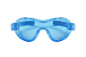 Protective blue safety goggles isolated on transparent background. ideal for laboratory, industrial, and personal protective equipment usage. png
