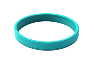 Vibrant turquoise silicone wristband isolated on transparent background. Simple and stylish accessory for events, causes, or fashion statements. png