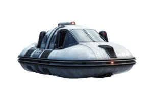 Futuristic hover car with a sleek design, perfect for sci-fi themes and high-tech presentations. Isolated on a transparent background. png