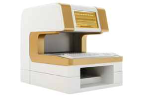 Retro computer terminal with vintage design, showcasing old technology and nostalgic hardware, isolated on a transparent background. png