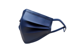 Close-up of a navy blue face mask on a transparent background. showcasing design and fabric texture for health and safety use. png
