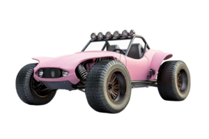 Pink off-road buggy isolated on transparent background. Rugged and ready for adventure, perfect for off-road enthusiasts and desert racing fans. png