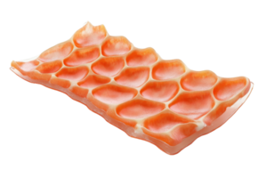 Detailed close-up of raw salmon fillet isolated on transparent background. showcasing fresh seafood texture and vibrant color. png