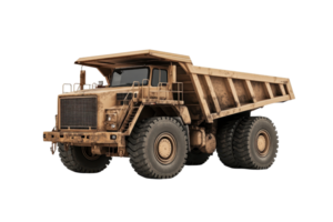 Heavy-duty dump truck isolated on transparent background. Ideal for construction, mining, and transportation visuals. High-resolution image. png