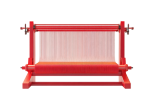 Traditional red weaving loom, isolated on transparent background. Perfect for textile, craft, and fabric concepts. High-quality, detailed image. png