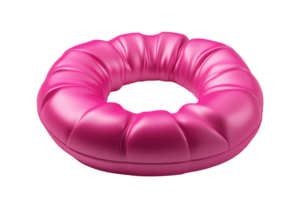 Pink inflatable pool ring with a donut shape isolated on transparent background. Perfect for summer fun and water activities. png