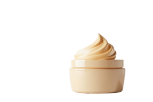 A container of cream with whipped texture, ideal for skincare. High-quality isolated image on a transparent background. png
