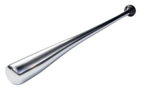An isolated image of a sleek, metallic baseball bat on a transparent background. Perfect for sports, baseball, and equipment-related themes. png