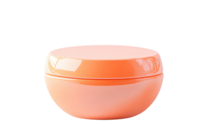 High-quality orange plastic container with lid for cosmetics or skincare products. Perfect for beauty stock photos and branding. png