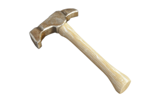 A high-resolution image of a wooden-handled hammer, perfect for DIY projects, construction, and woodworking tasks. png